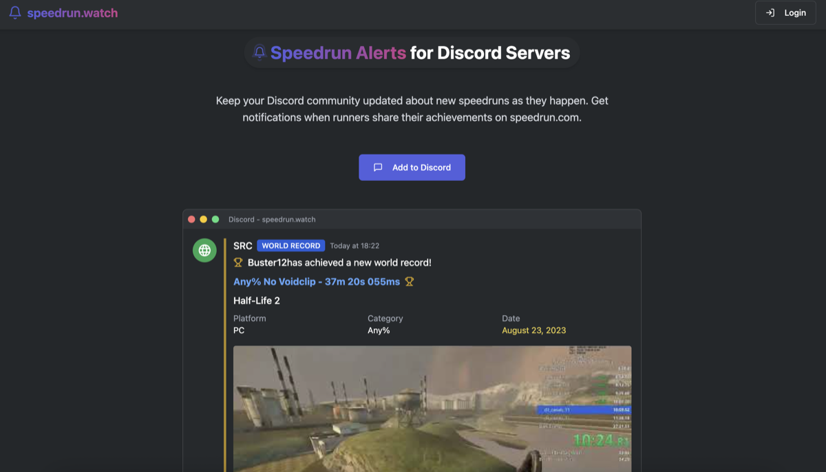 speedrun.watch - Speedrun Discord Bot